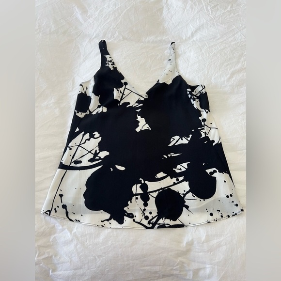 Tibi | SZ 2 | Black White Paint Splatter | Abstract | Sleeveless Tank Camisole - Picture 3 of 9